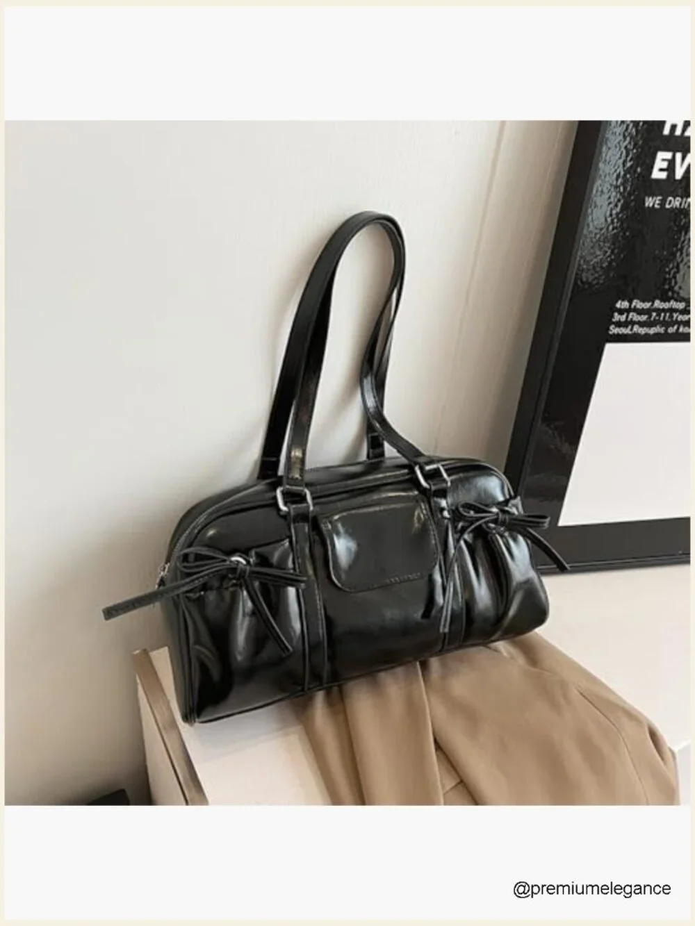 Vegan Leather Slouchy Hobo Shoulder Bag with Zipper Closure